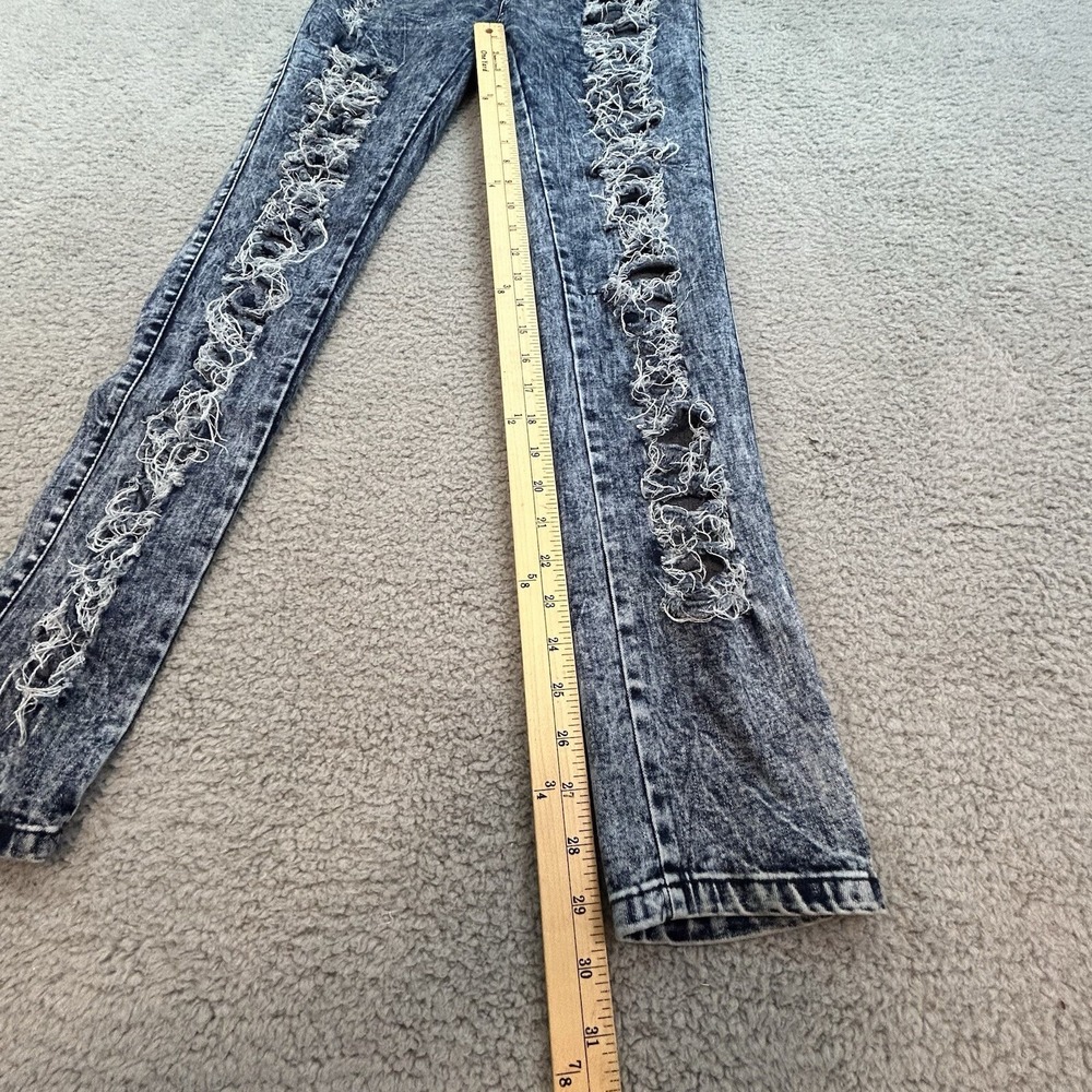 Universal Fashion Jeans Women's11 Blue High Waist Distressed Skinny Straight Leg - Picture 6 of 16